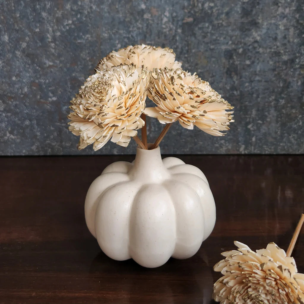 Pumpkin Bud Shaped Ceramic Vase