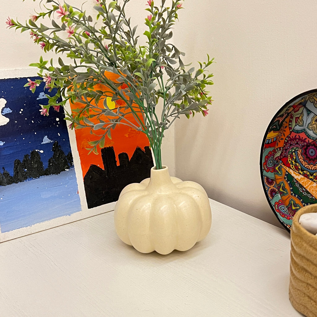 Pumpkin Bud Shaped Ceramic Vase