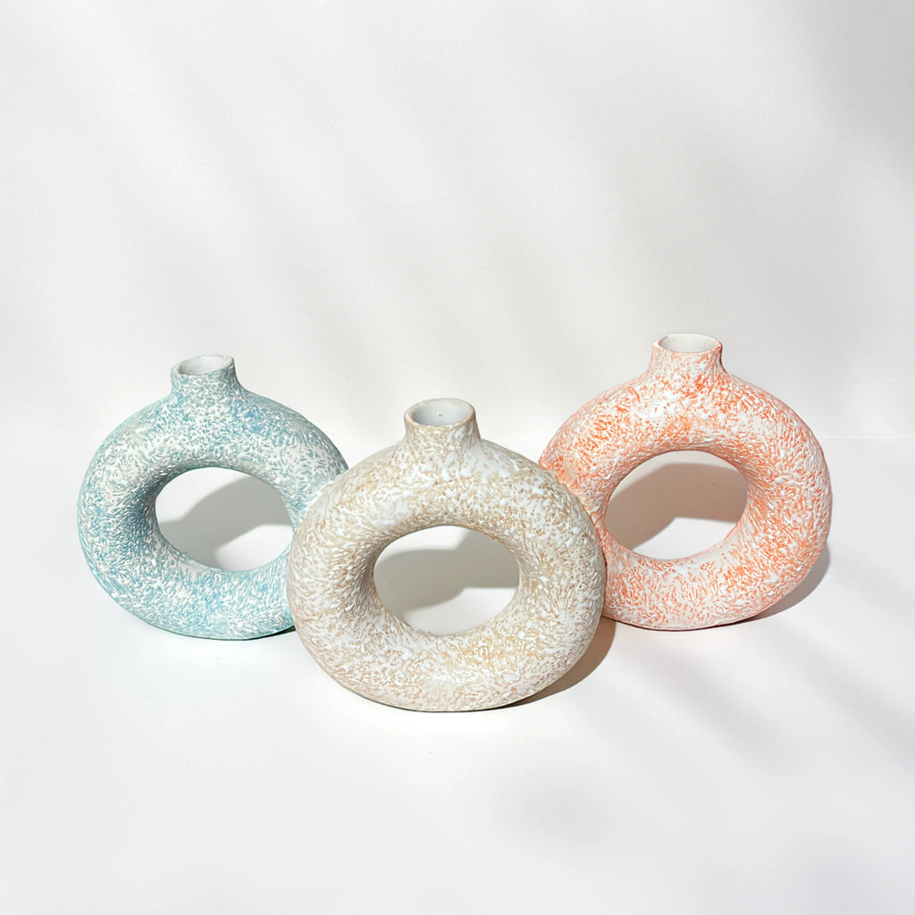 Embossed Colorful Donut Vases (set of 3)