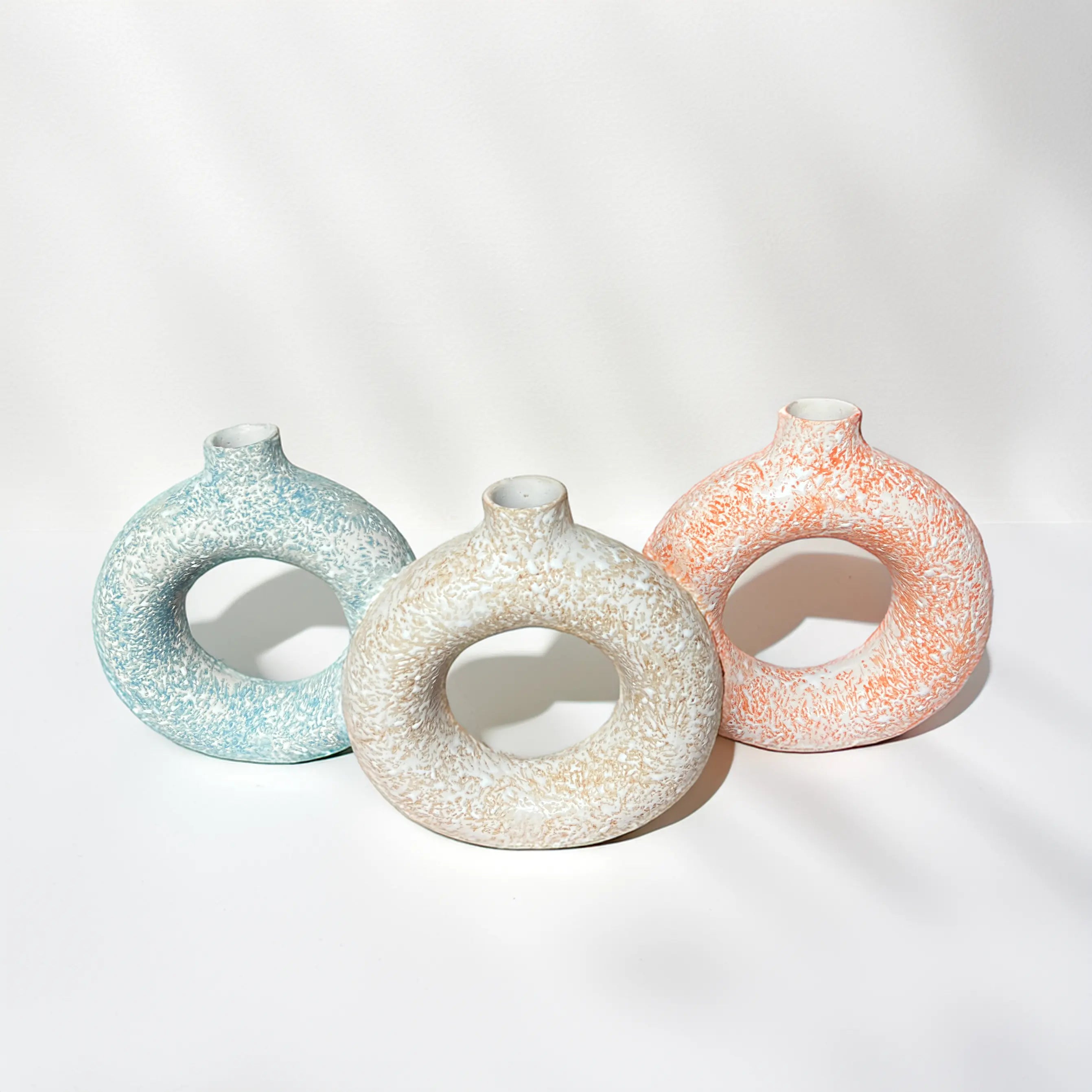 Embossed Colorful Donut Vases (set of 3)