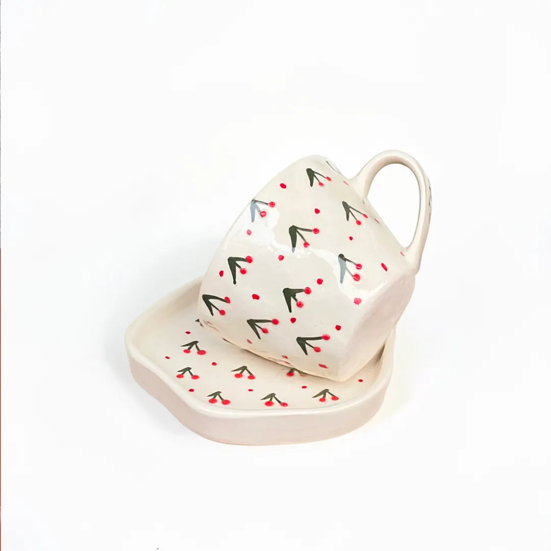 Embossed Cherries Breakfast Set