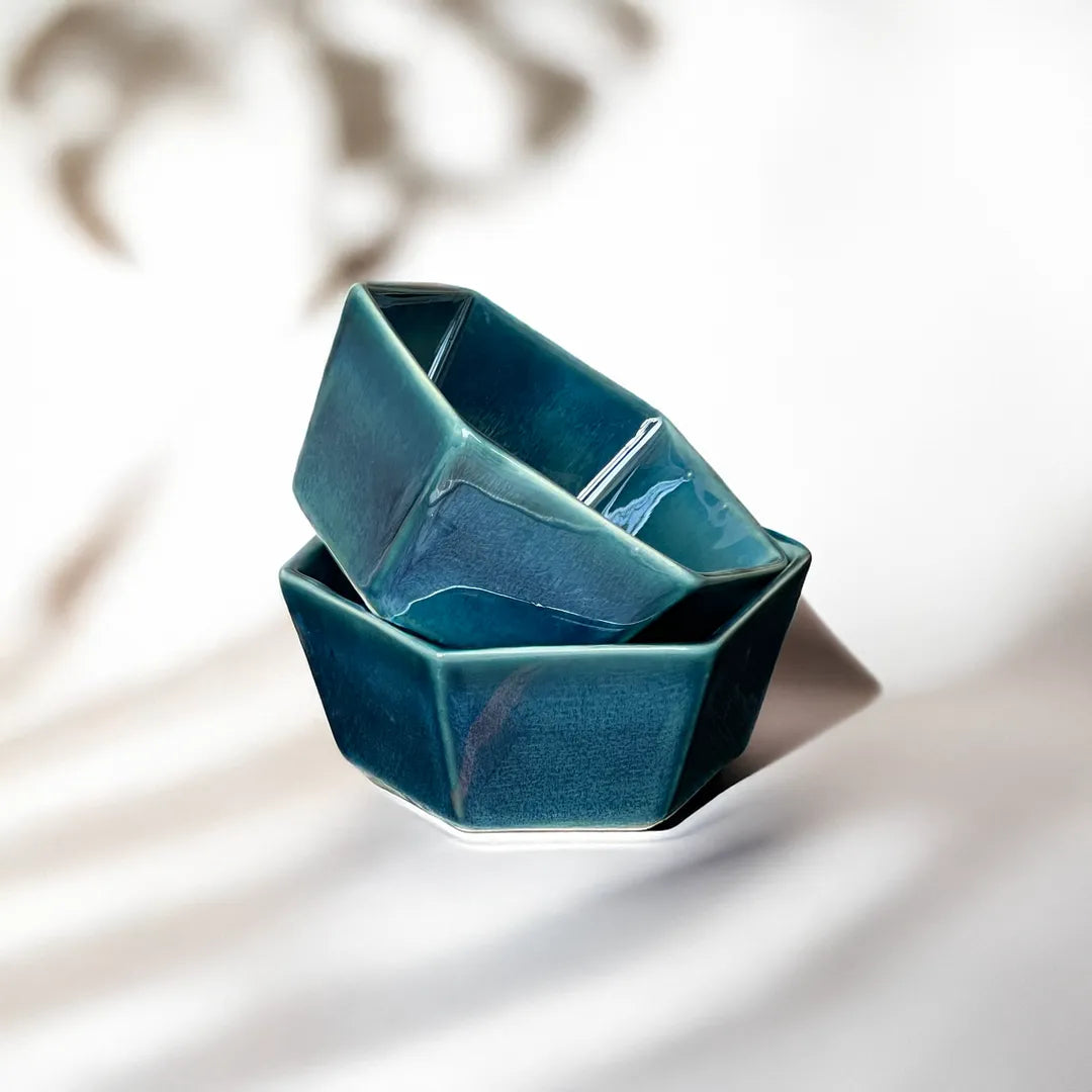 Blue Hex Bowls (set of 2)