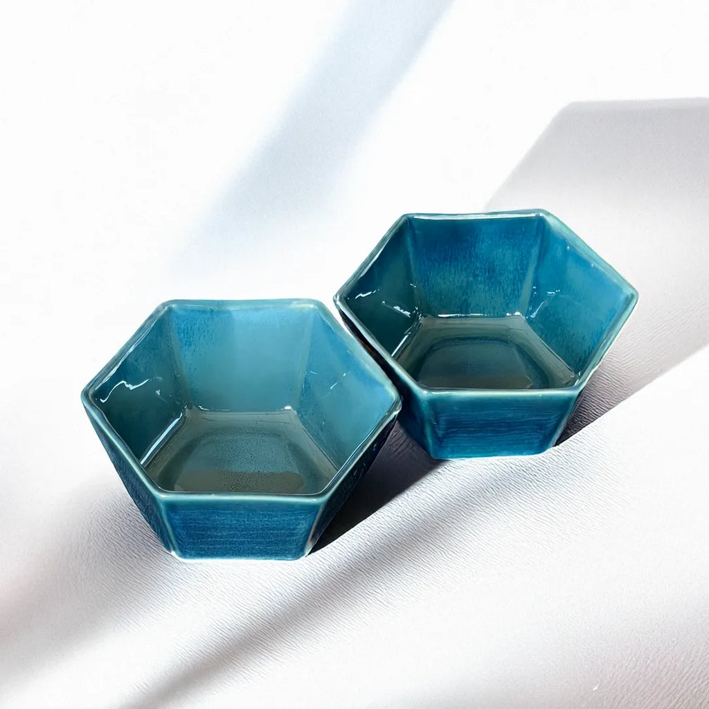 Blue Hex Bowls (set of 2)