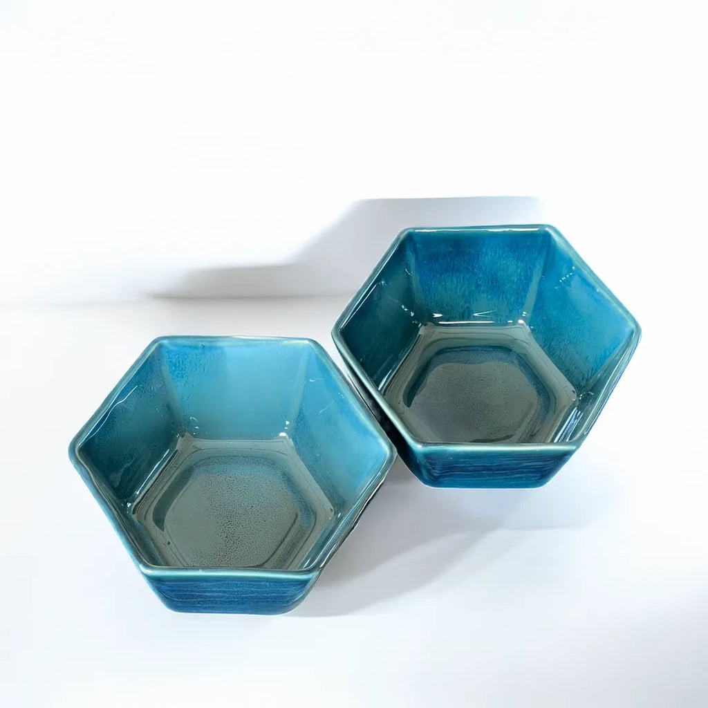 Blue Hex Bowls (set of 2)