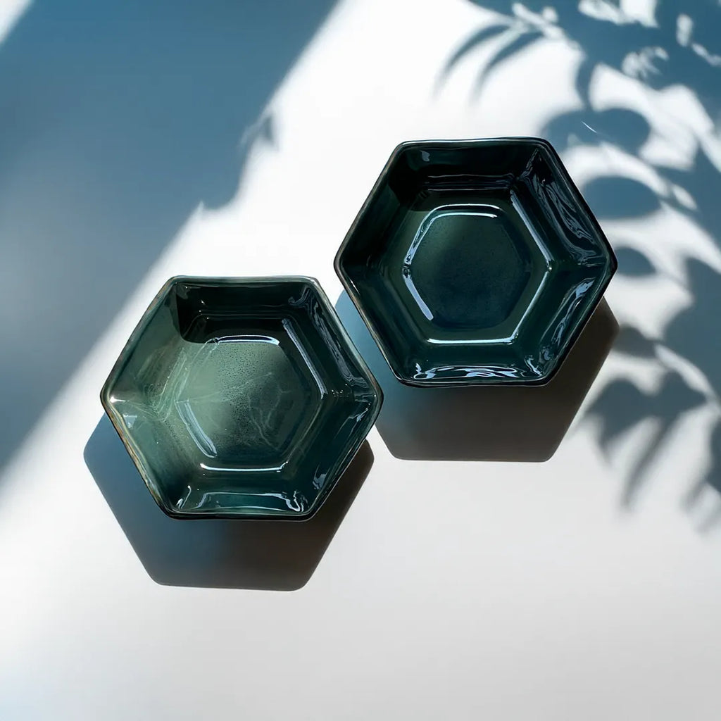 Blue Hex Bowls (set of 2)