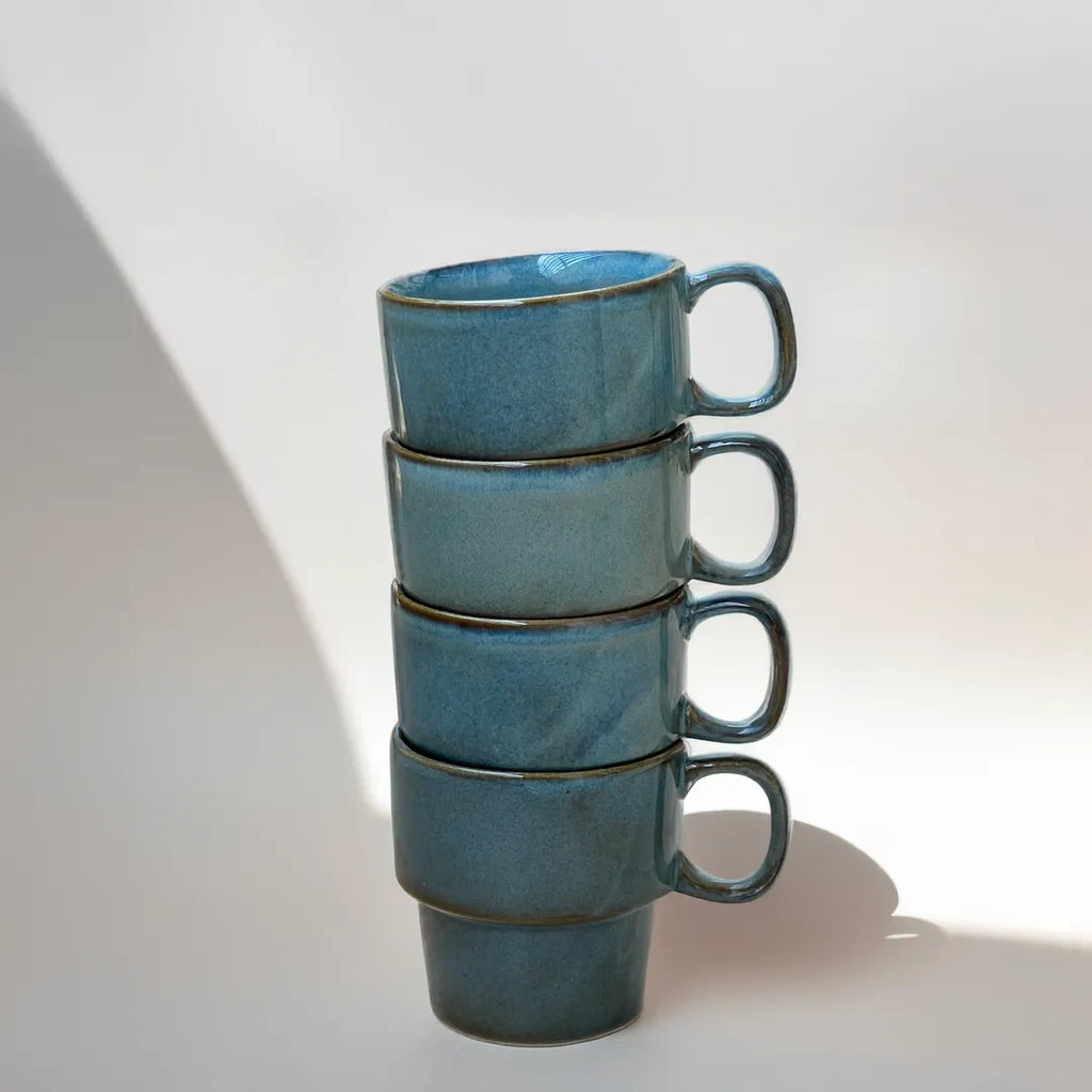 Hazy Blue Stackable Cups (set of 4)