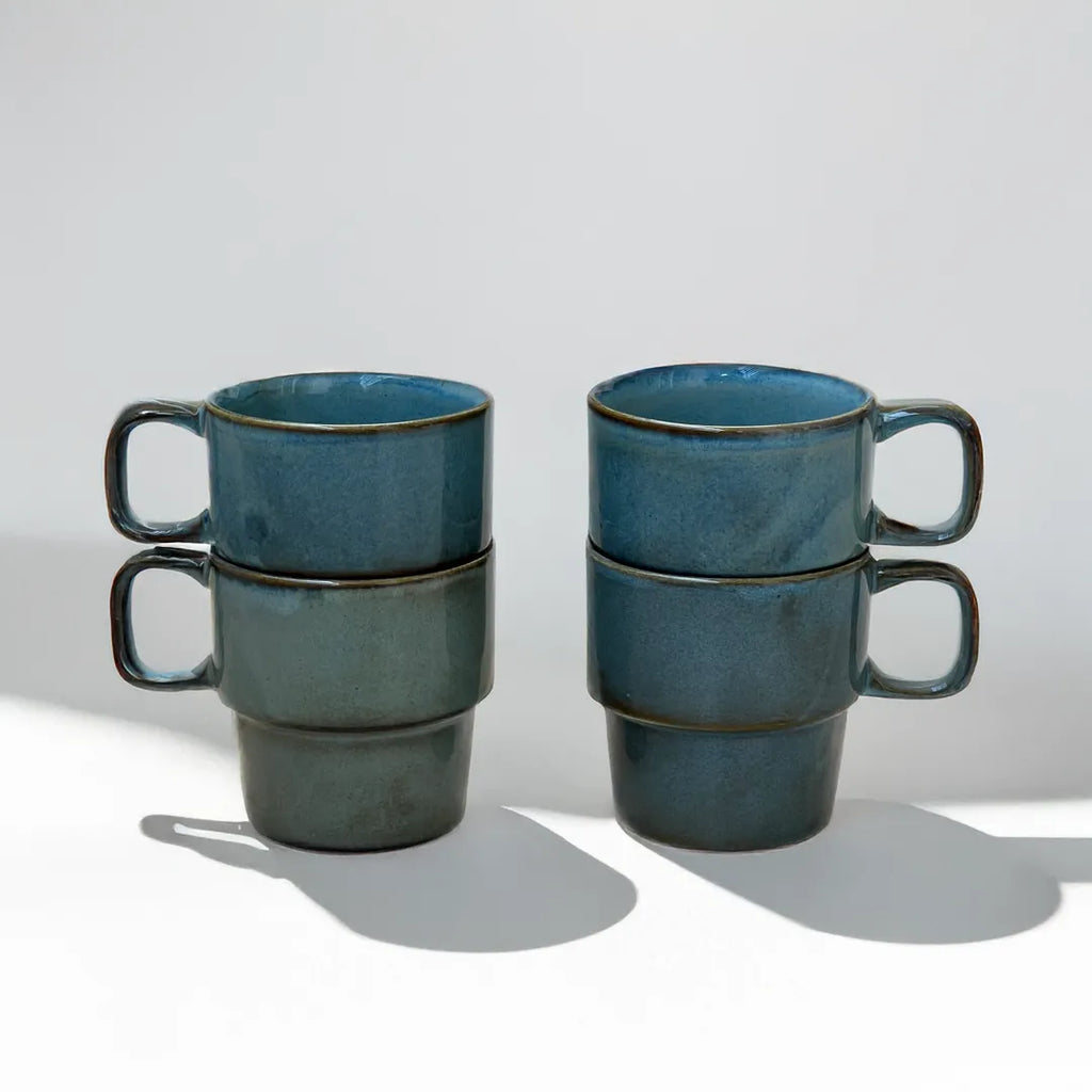 Hazy Blue Stackable Cups (set of 4)