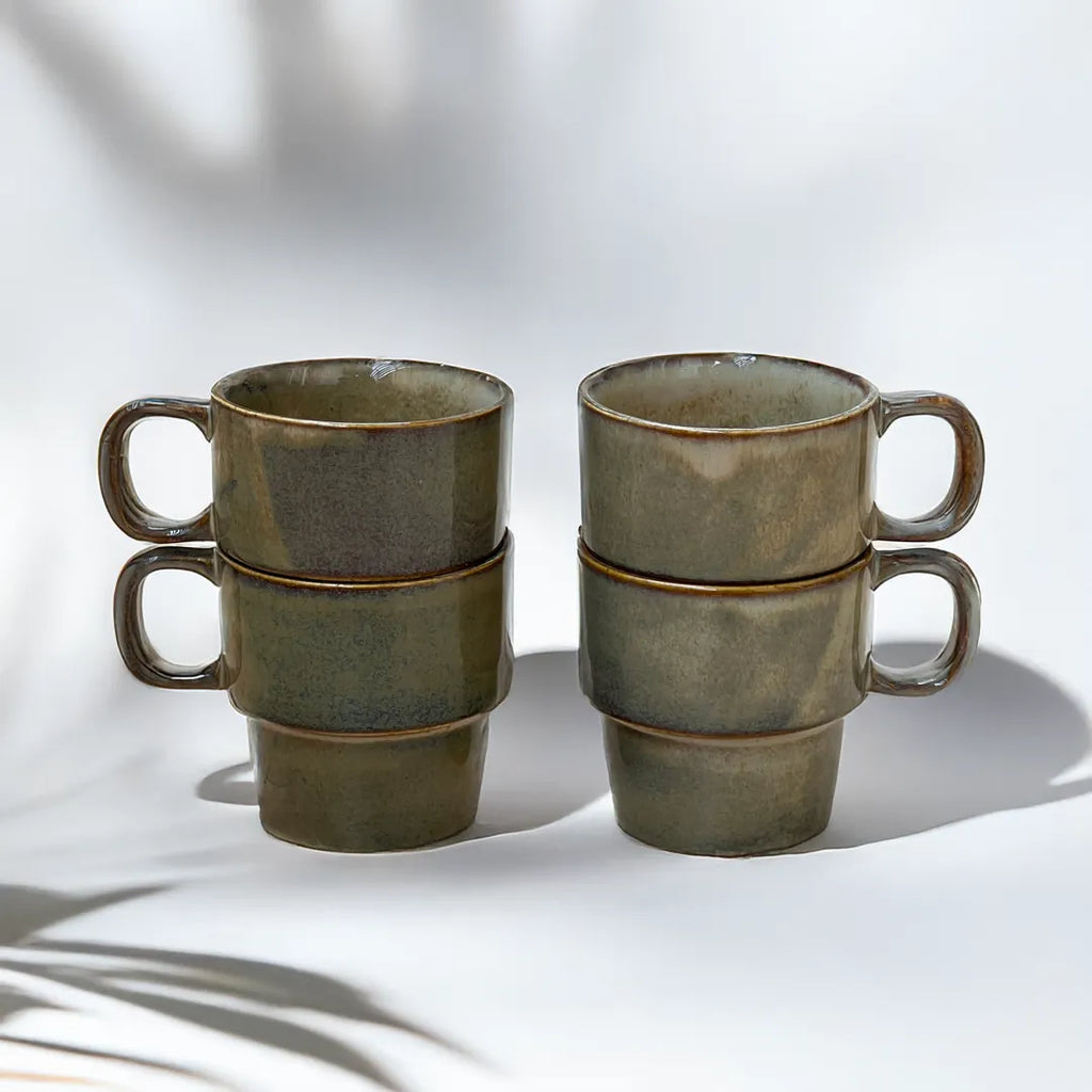 Olive Green Stackable Cups (set of 4)