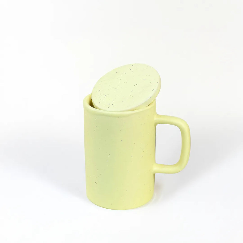 Lime Stellar Speckle Artisan Mug With Lid