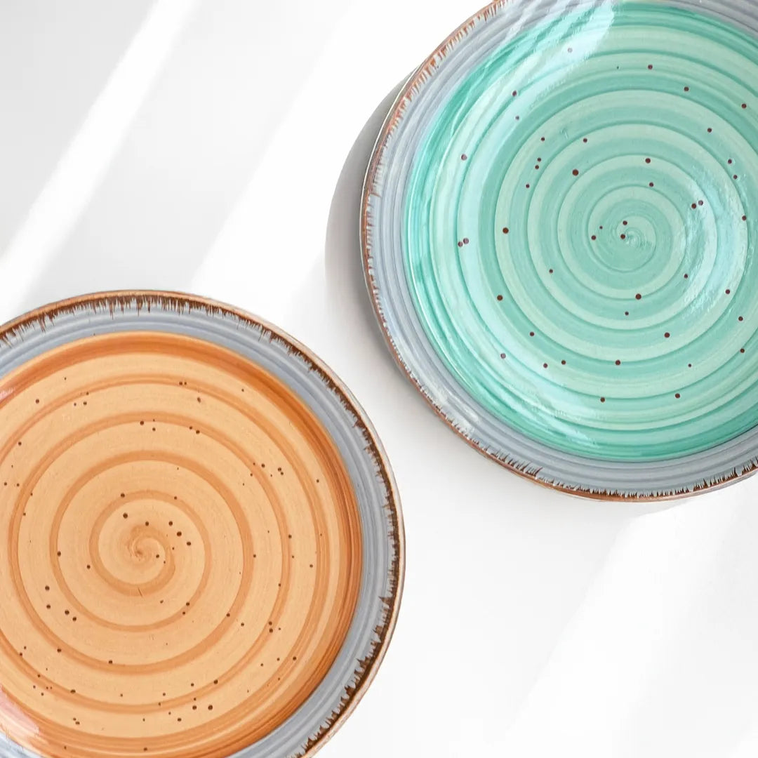 Orange & Teal Swirl Quarter Plates (set of 2)