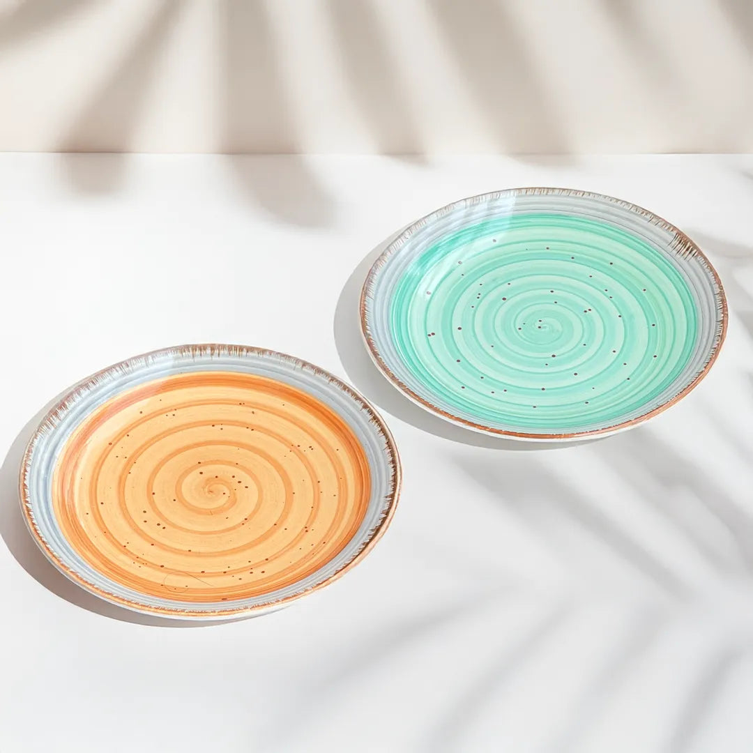Orange & Teal Swirl Quarter Plates (set of 2)