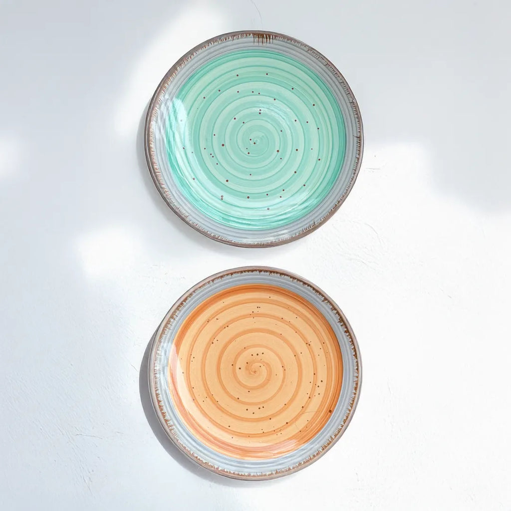 Orange & Teal Swirl Quarter Plates (set of 2)
