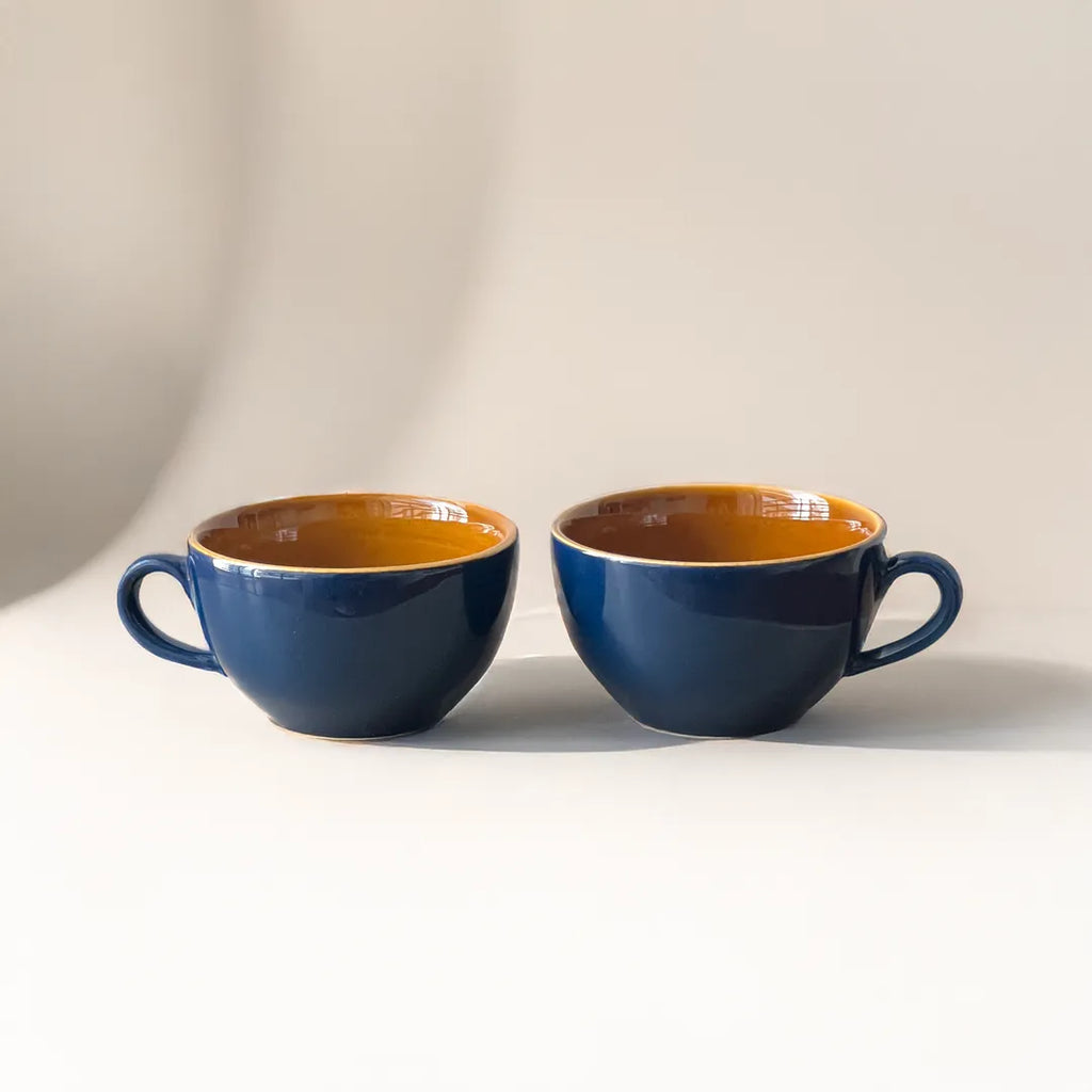 Deep Blue Cappuccino Mugs (set of 2)