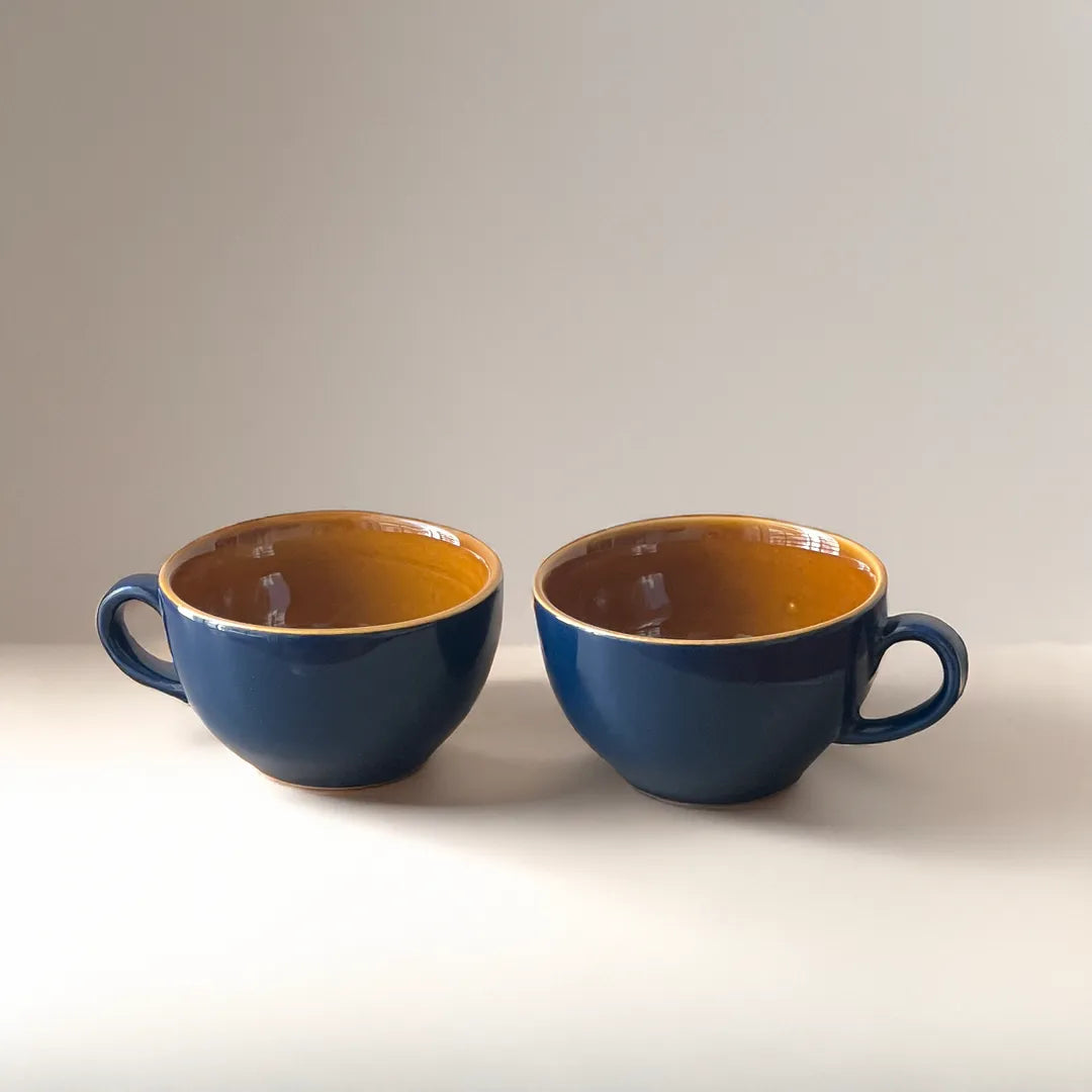 Deep Blue Cappuccino Mugs (set of 2)