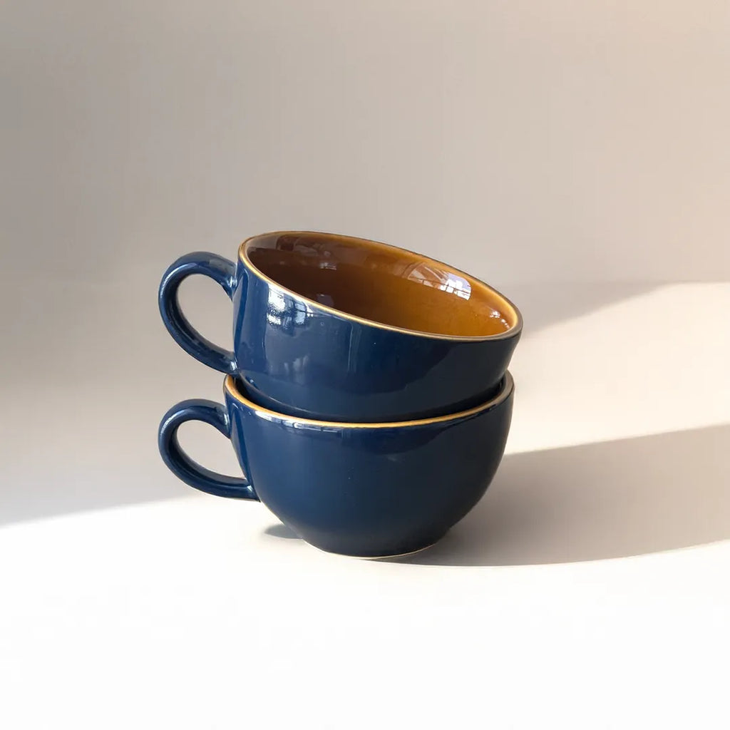 Deep Blue Cappuccino Mugs (set of 2)