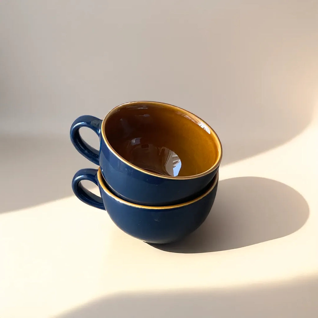 Deep Blue Cappuccino Mugs (set of 2)