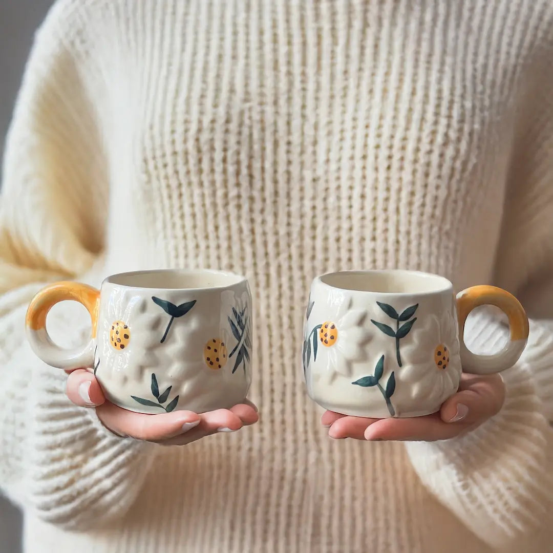 Daisy Floral Yellow Mug (set of 2)