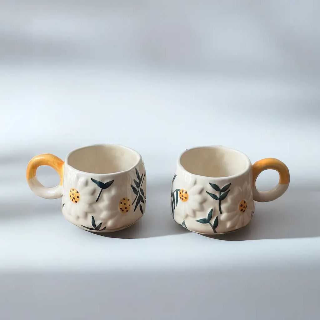 Daisy Floral Yellow Mug (set of 2)