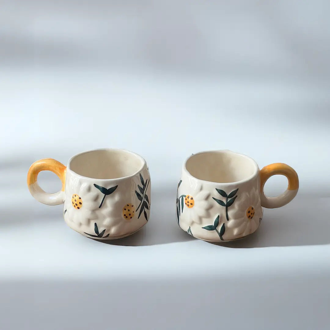 Daisy Floral Yellow Mug (set of 2)