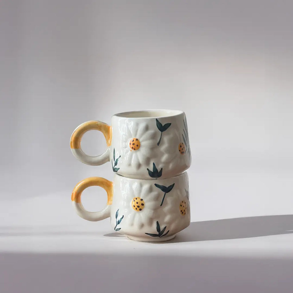 Daisy Floral Yellow Mug (set of 2)