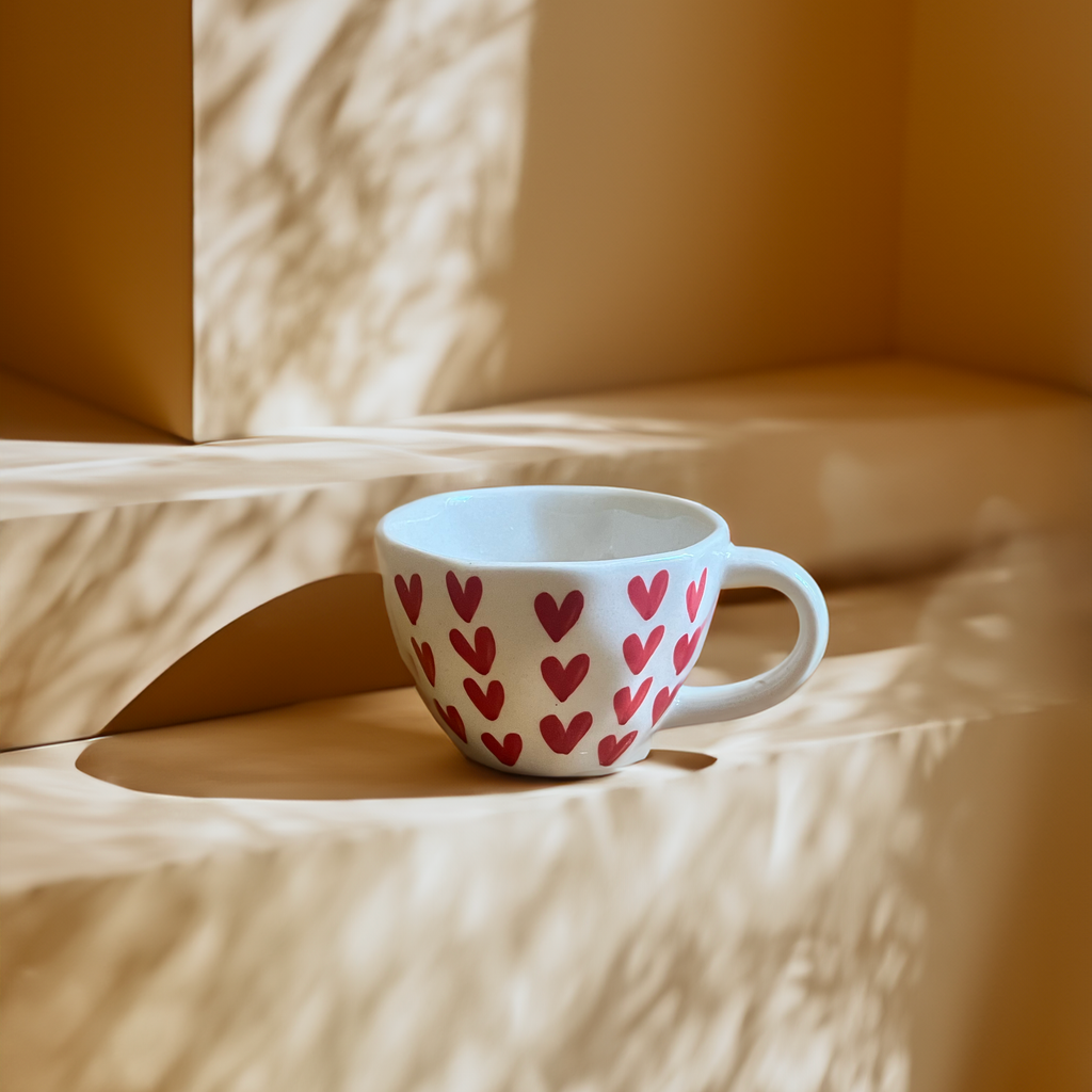 Red Hearts Mug & Saucer Set