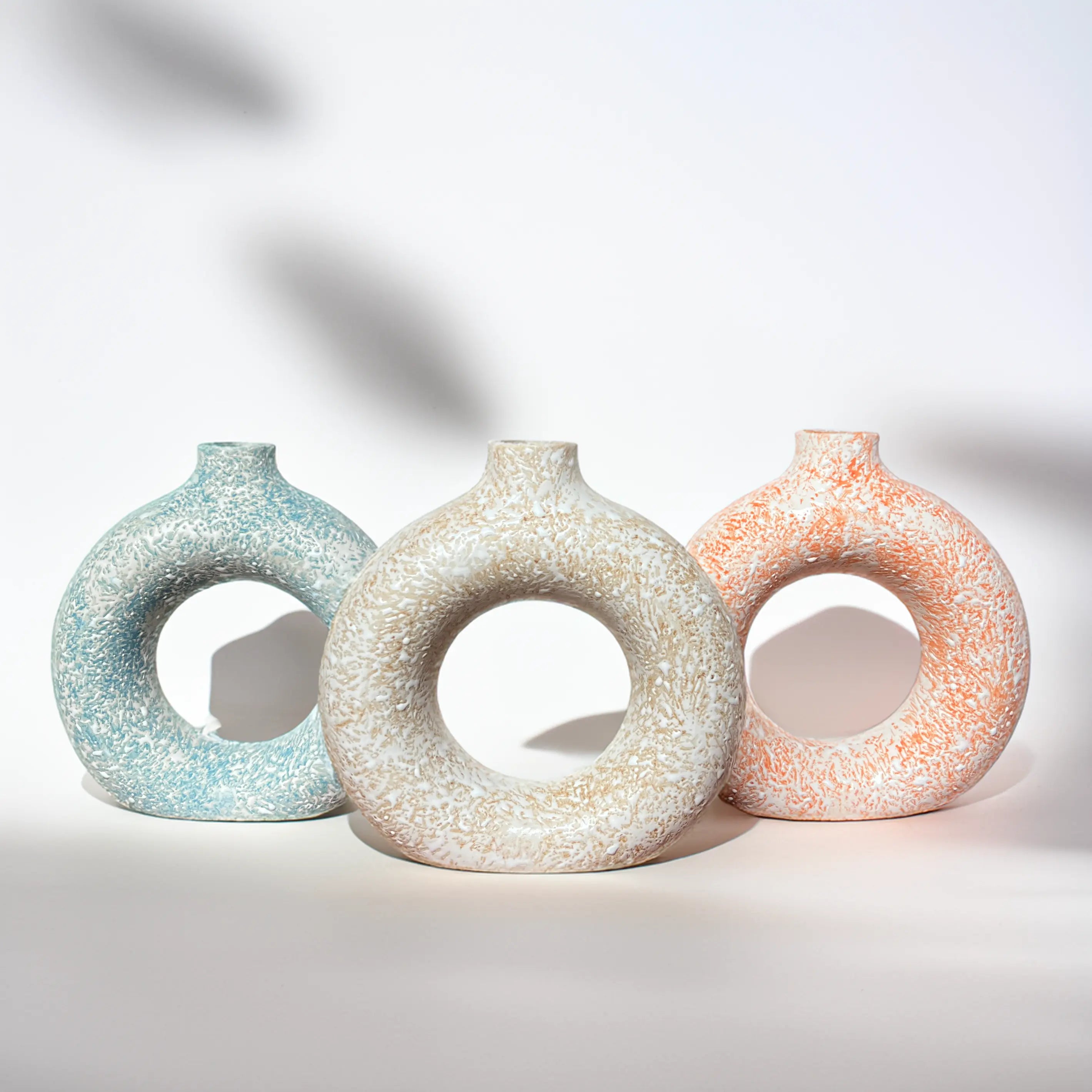 Embossed Colorful Donut Vases (set of 3)