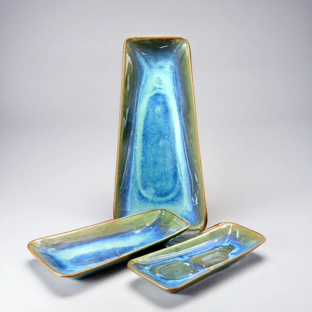 Deep Blue Serving Trays (set of 3)