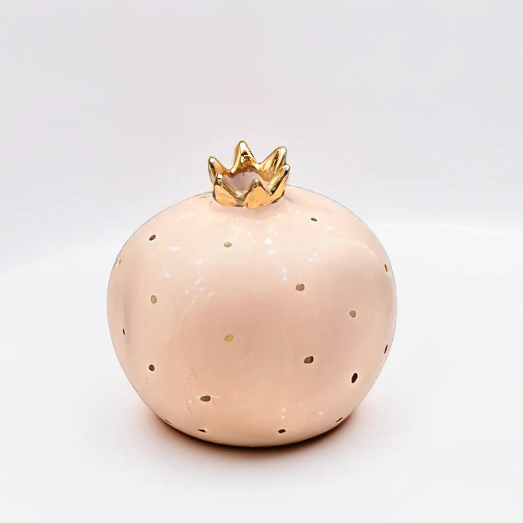 Baby Pink Pomegranate Vase with Golden Accents