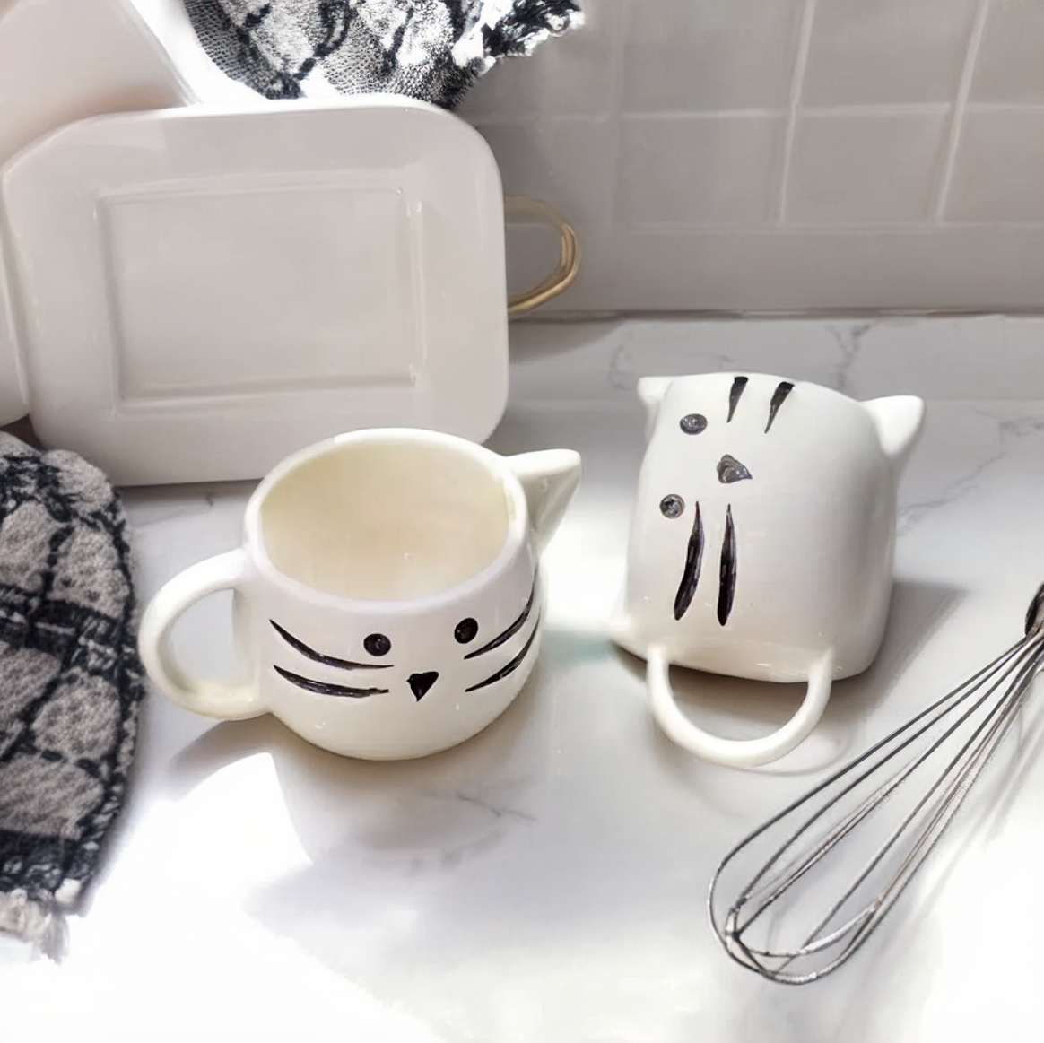 White Cat Shaped Mug