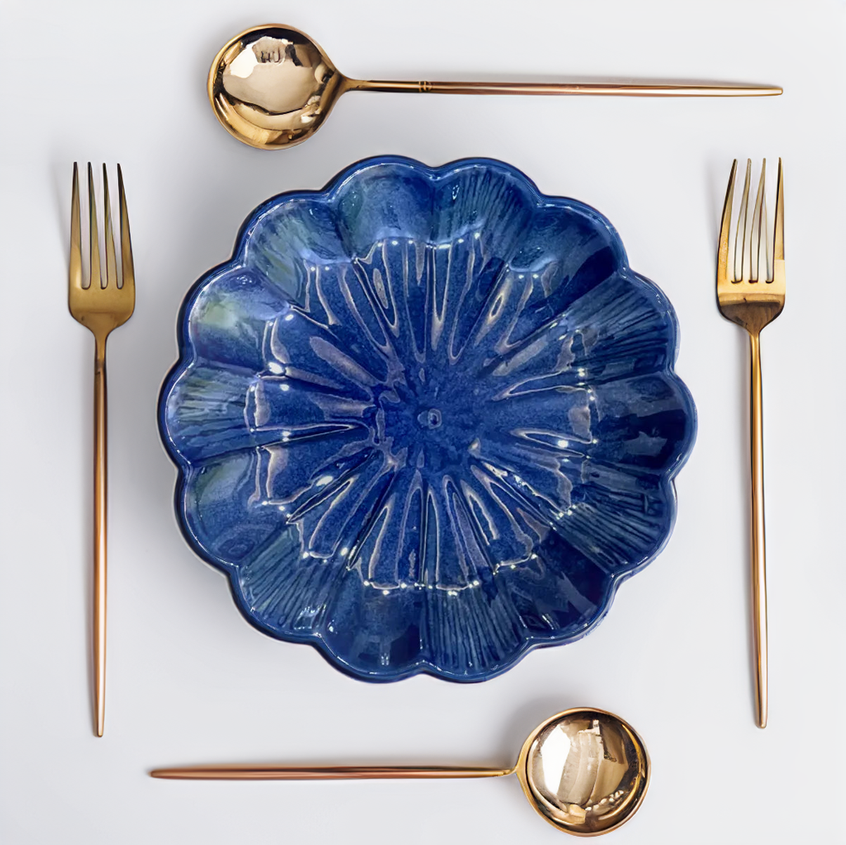 Blue Flower Shaped Snack Plate
