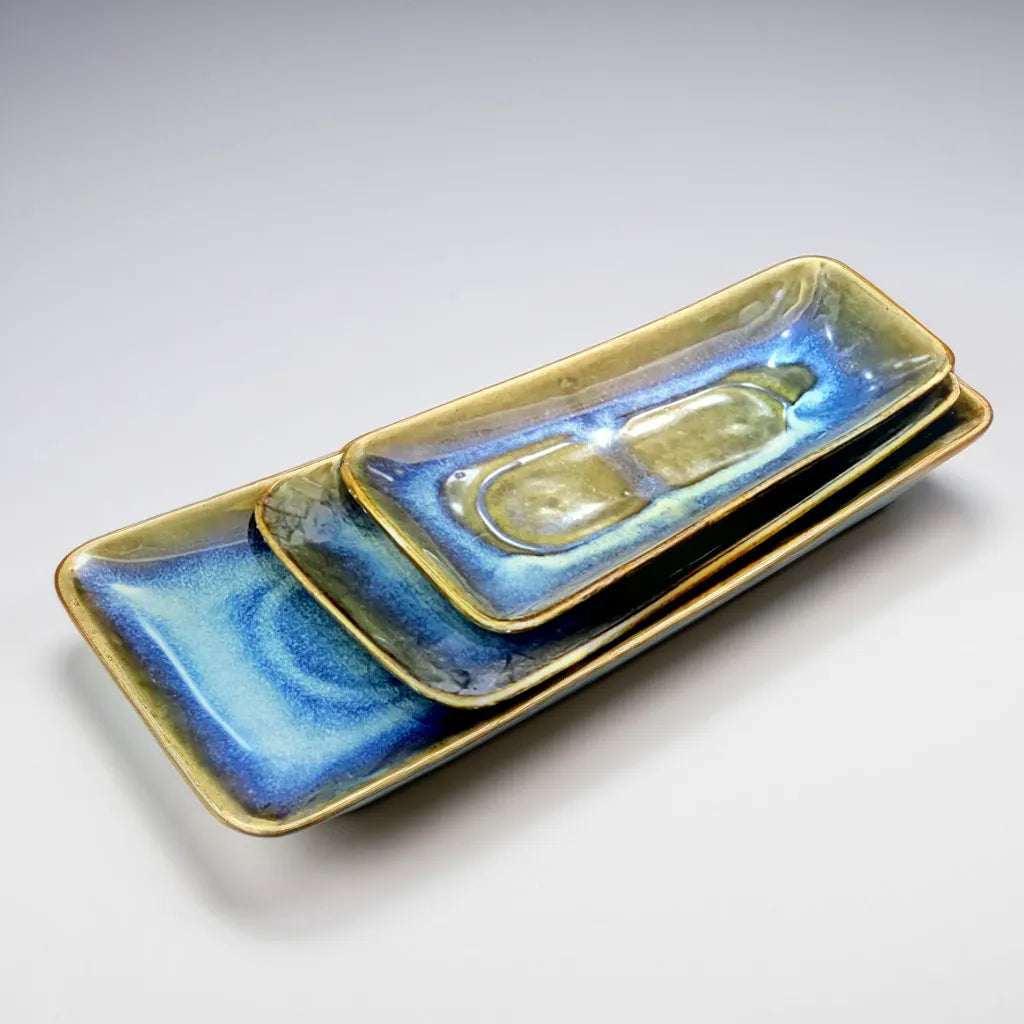 Deep Blue Serving Trays (set of 3)