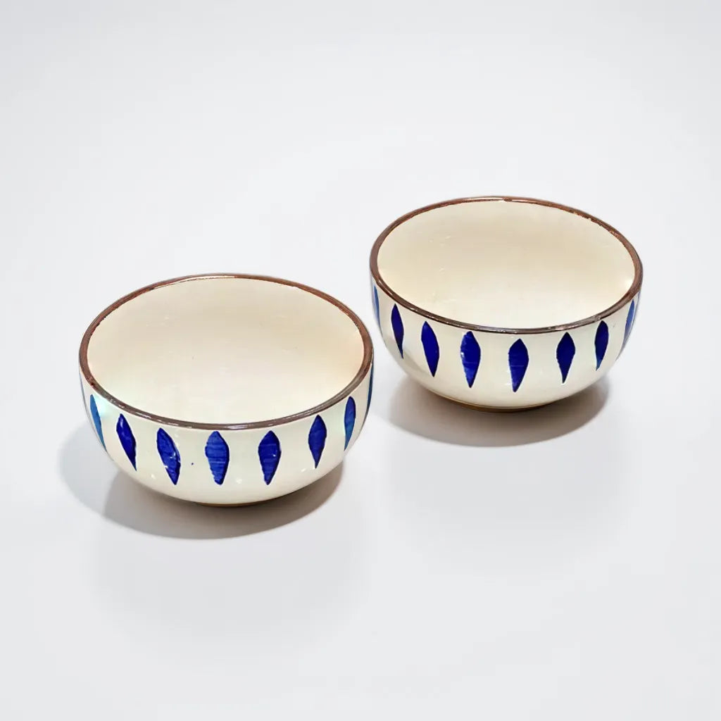 Blue Leaf Patterned Snack Bowls