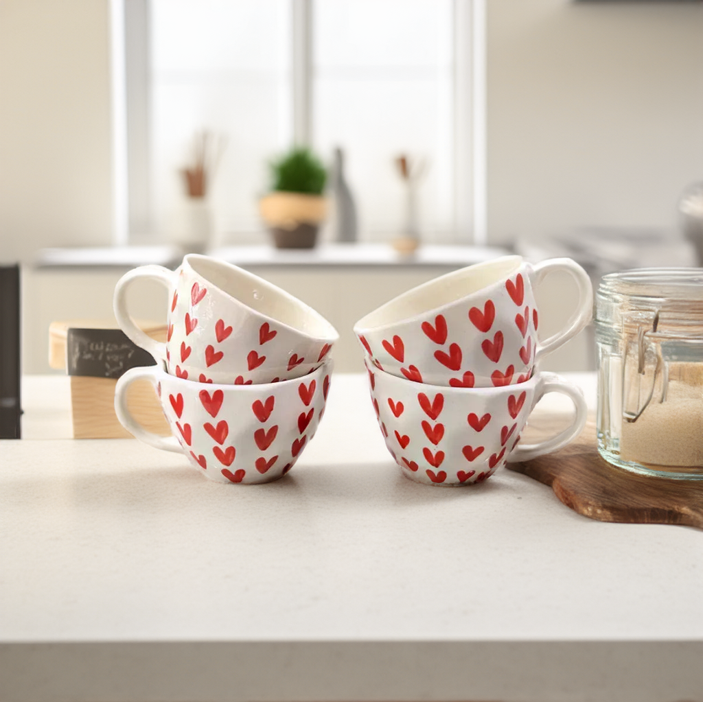 Red Hearts Mugs Combo (set of 4)
