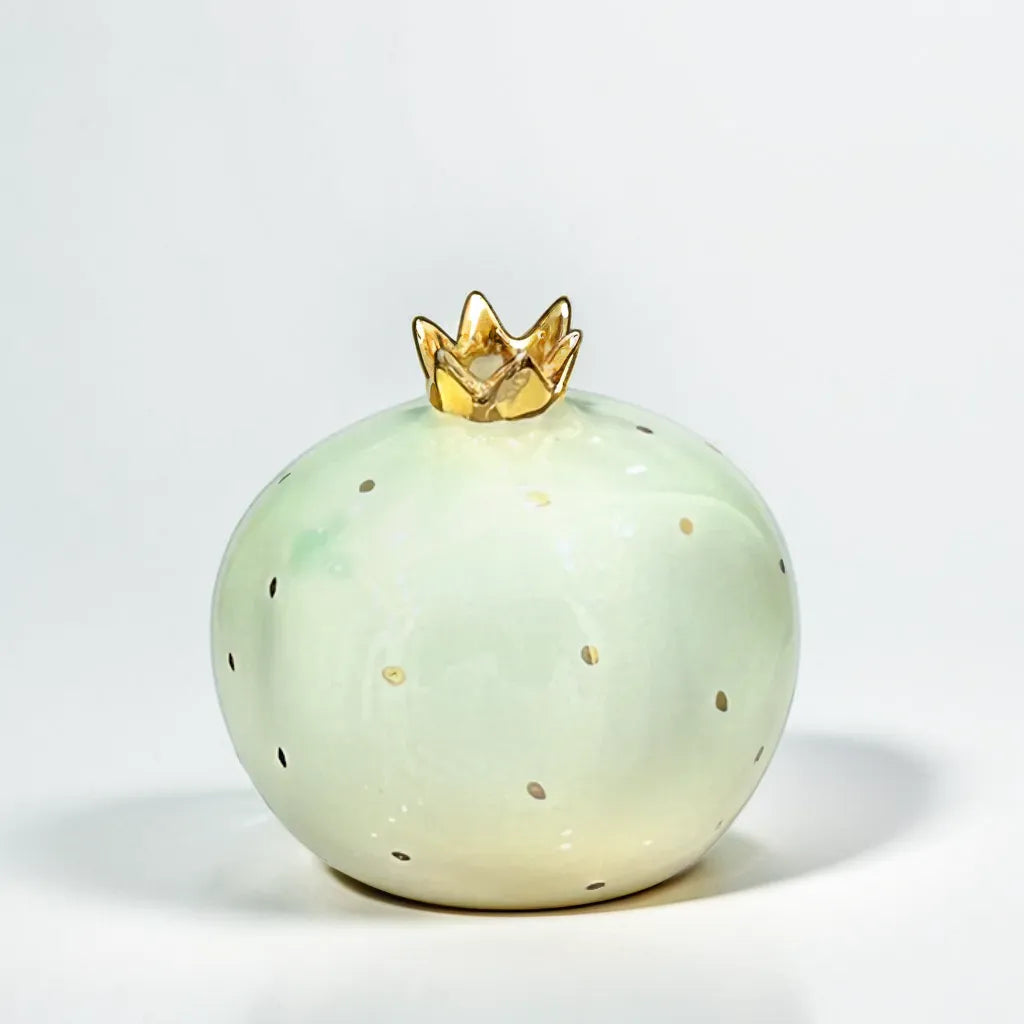 Sea Green Pomegranate Vase with Golden Accents