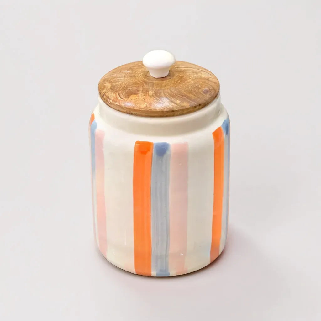 Colorful Stripes Tall Storage Jar