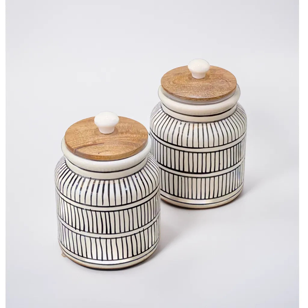 Monochrome Stripes Storage Jar