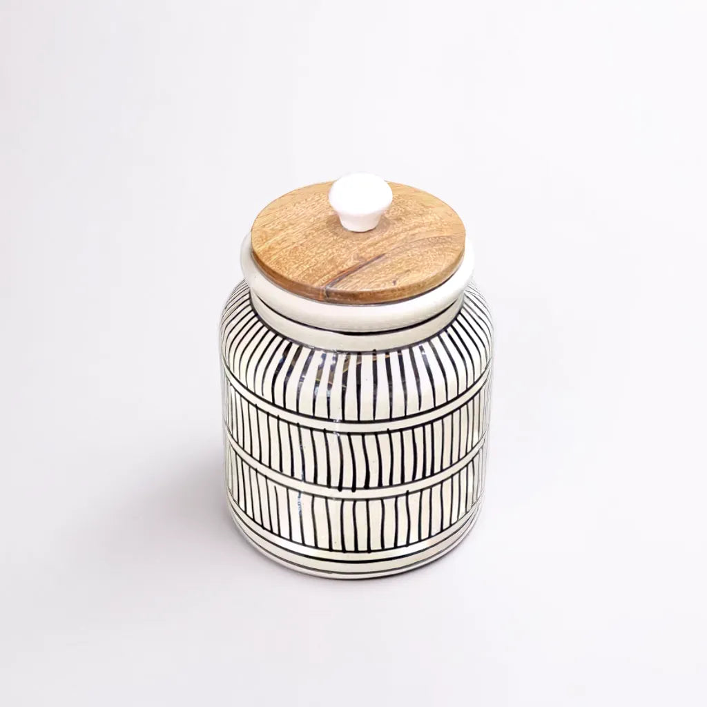 Monochrome Stripes Storage Jar