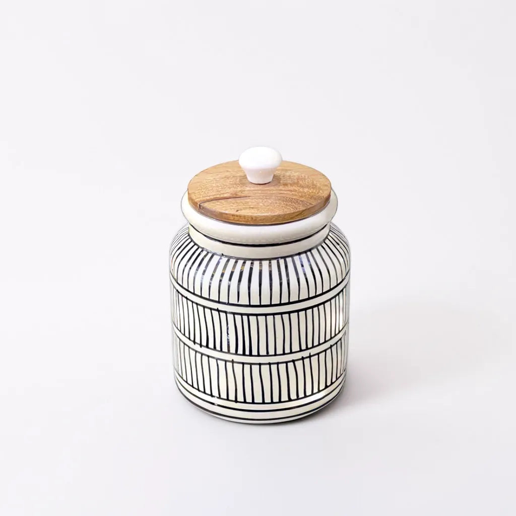 Monochrome Stripes Storage Jar