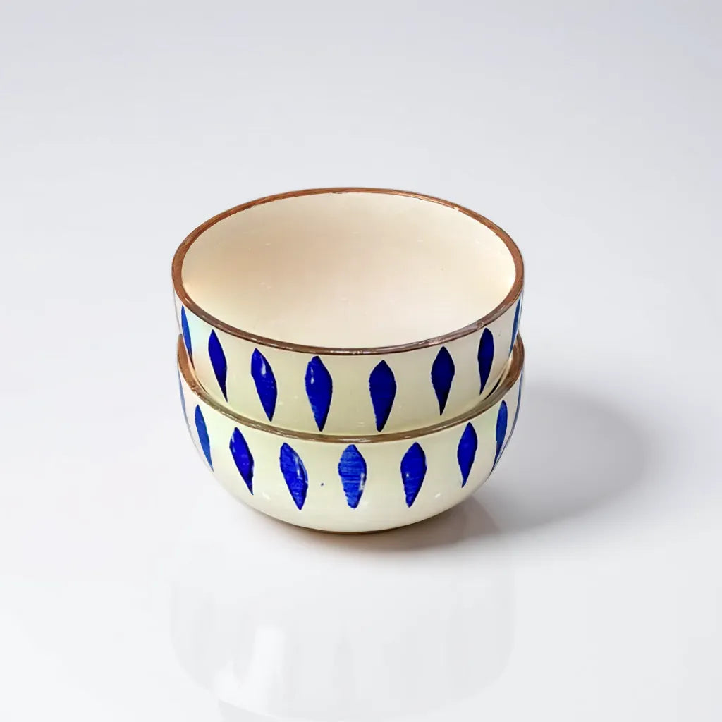 Blue Leaf Patterned Snack Bowls