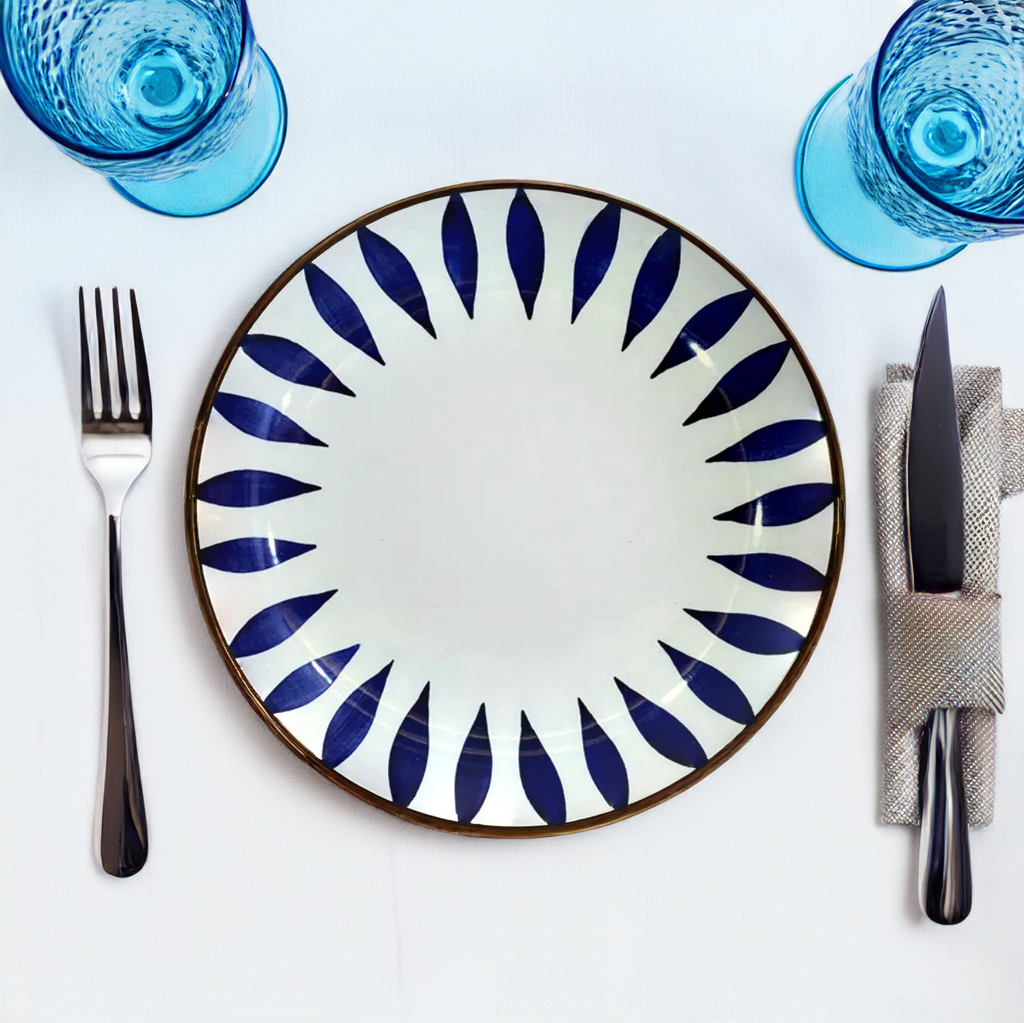 Blue Leaf Pattern Snack Plate