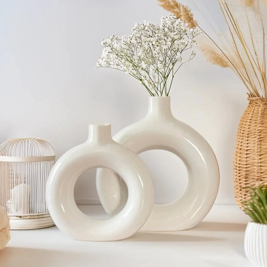 Donut Shaped Ceramic Vase (set of 2)