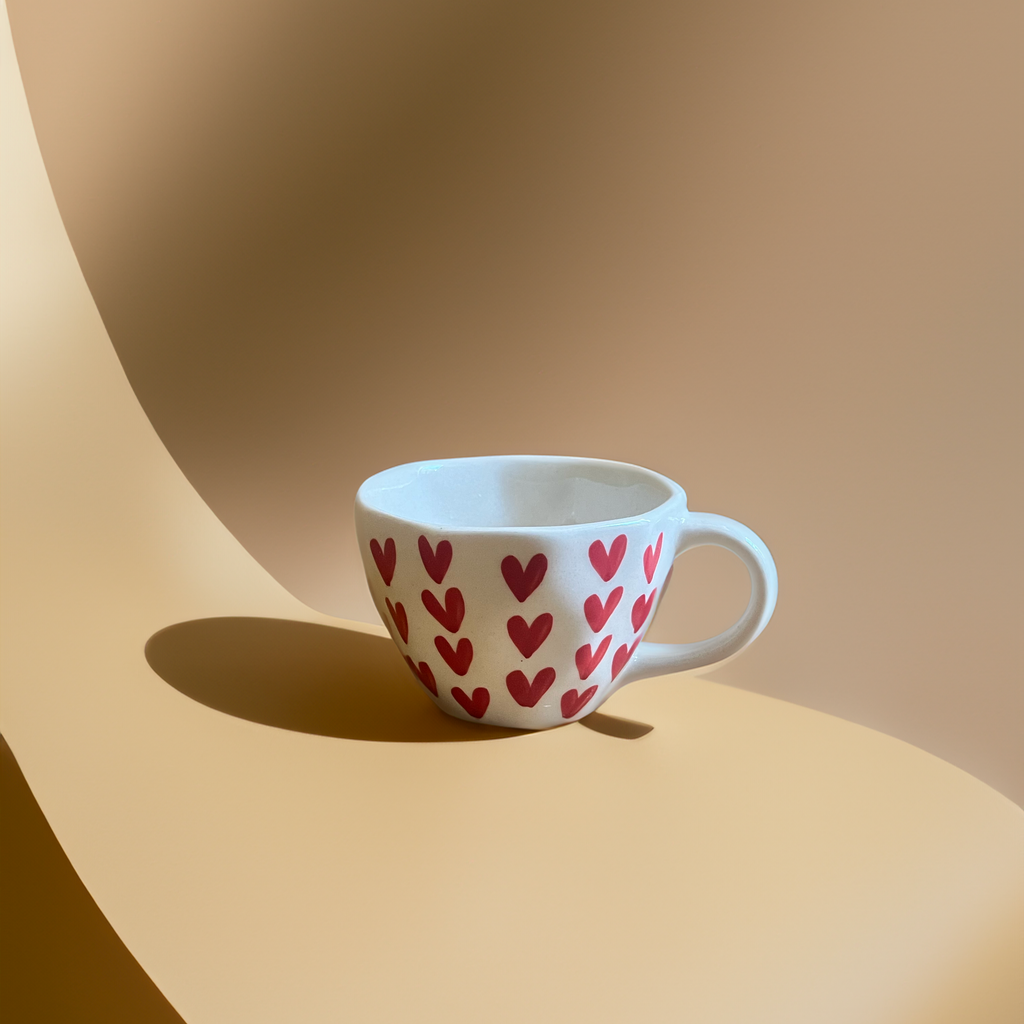 Red Hearts Mug & Saucer Set