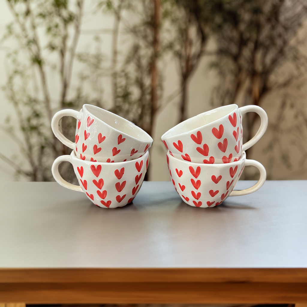 Red Hearts Mugs Combo (set of 4)