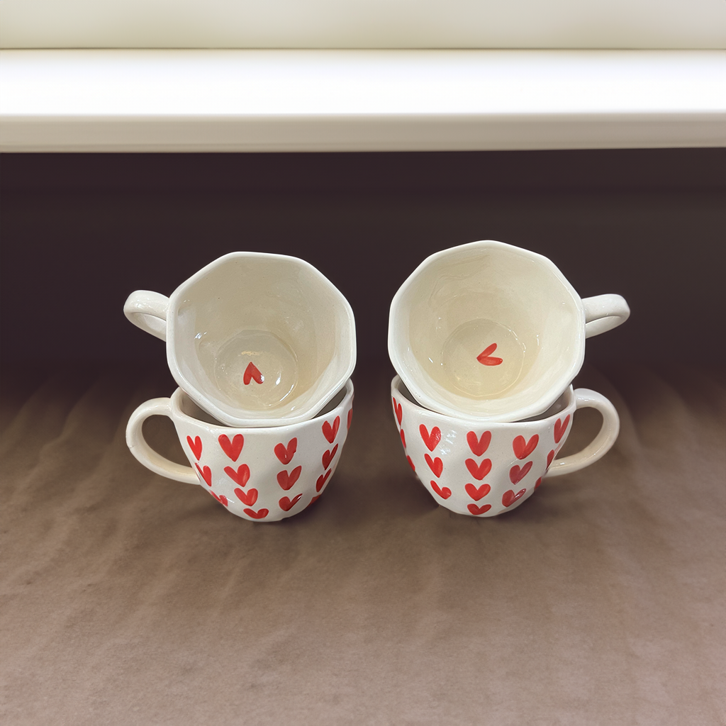 Red Hearts Mugs Combo (set of 4)